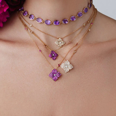 ★SENTIMENTS★ NO.533 [PINK] NECKLACE Pink Sapphire Open Heart Pendant Necklace - Nazar's & Co