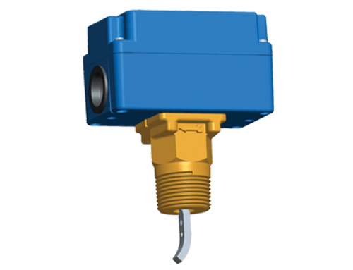 The F61 liquid flow switches can be used in liquid lines carrying water, sea water, swimming pool water, ethylene glycol or other liquids not harmful to the specified materials. The switches have SPDT contacts and can be wired to energise one device and de-energise another when liquid flow either exceeds or drops below the set flow rate. Pipe insert models and the T-body types for low-flow applications are available. The IP43 versions can be used for  liquid temperatures above dewpoint (for use in other environments see the Product Data Sheet). Typical applications are to shut down the compressor on liquid chiller systems, to prove flow on electric immersion heaters and to give a signal or alarm when the pump on condenser cooling system shuts down.FLOW SWITCHRESTRICTED ITE