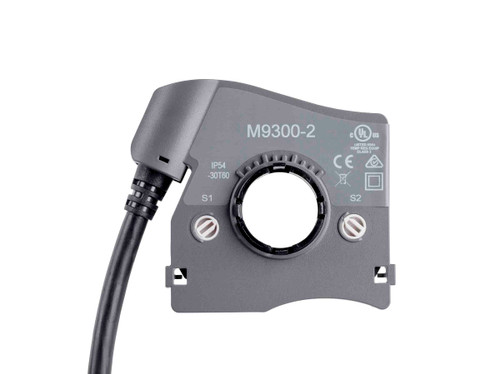 The M9300 Series Electric Non-Spring Return Actuators provide control of dampers in HVAC Systems from 8 to 35 Nm rated torque. These bidirectional actuators do not require a damper linkage and are easily installed on round shafts or square shafts. An optional line voltage auxiliary switch kit can be field installed to indicate an end-stop position or perform switching functions within the selected rotation range.EXTERNAL AUX SWITCH KIT 2XSPDT
