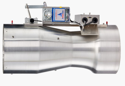 Hospitals, universities, and research facilities across the globe trust Triatek  Venturi Valves to protect their occupants from dangerous airborne pathogens and chemicals. Triatek Venturi Valves maintain the desired airflow regardless of duct pressure. This is accomplished with a cone and springloaded piston inside the cone. As the duct pressure increases, the spring compresses and pushes the cone further into the shell. This mechanism keeps the volumetric flow rate constant as air travels through the valve and duct pressure varies. Triatek Venturi Valves utilize fast-acting electric actuators that provide a rapid response to changing conditions. This rapid response ensures the airflow is maintained which is critical in areas requiring a specific threshold of air flow in order to protect individuals from airborne chemicals or particulates.TRK VENTURI VLV,1X10IN,AL,NO INSL,FAST ACTING,FS,UP FLOW,MP,UVM