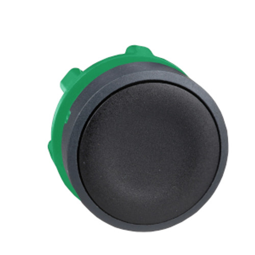 Harmony, 22mm Push Button, flush push button head, spring return, black, unmarked