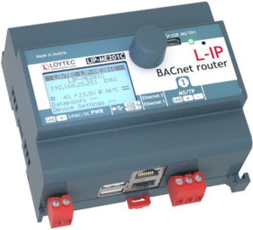 BACnet/IP Router, 1 x BACnet MS/TP (RS-485), 2 x Ethernet port (BACnet/IP)