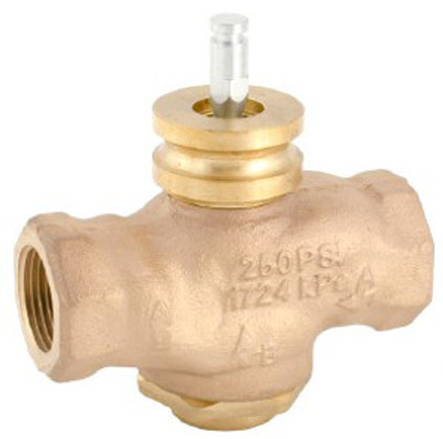 VG210R Globe Valve, 2-Way, DN40, Rp 1-1/2 Internal Thread, Brass Trim, PTFE Seat Seal, Kvs 24 mÃ‚Â³/h, Stem Up Closed.