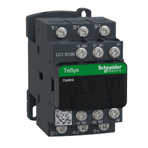 IEC contactor, TeSys Deca, nonreversing, 12A, 7.5HP at 480VAC, 3 phase, 3 pole, 3 NO, 24VAC 50/60Hz coil, open style