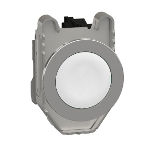 Push button flush mounted, Harmony XB4, metal, white, 30mm, spring return, unmarked, 1NO