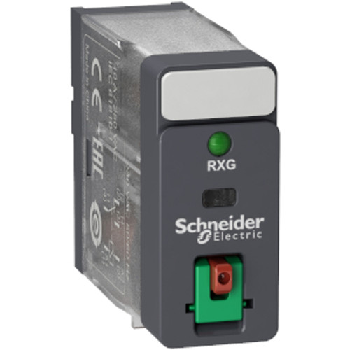 Schneider Electric RXG12B7 interface plug in relay, Harmony Electromechanical Relays, 10A, 1CO, with LED, lockable test but to n, 24V AC