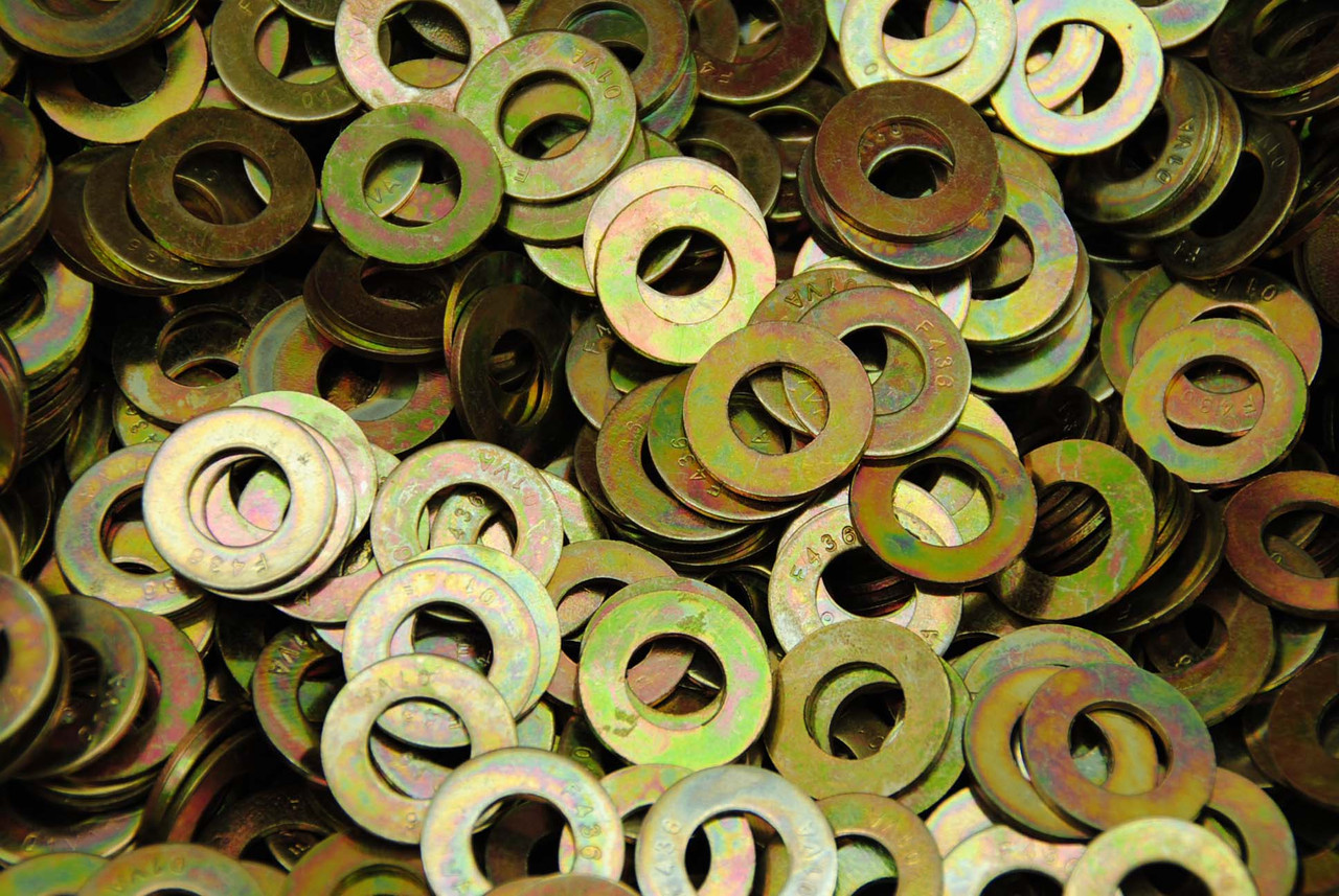 USS Flat Washers Thru-Hardened Grade 8 Yellow Zinc (Choose Size & Qty