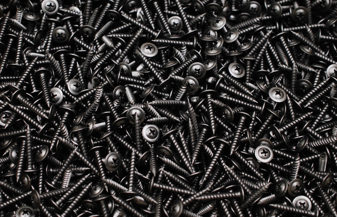 1000) Black Phillips Mod Truss 8 x 1 Zip Screws Self-Piercing