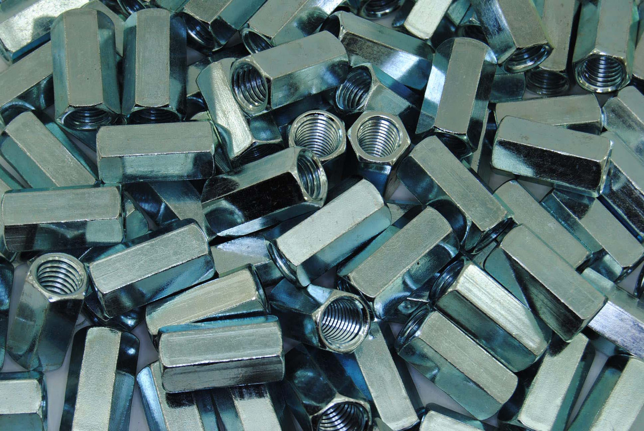 100) Hex Coupling Nuts 1/2-13 x 5/8 x 1-1/4 Threaded Rod Connector