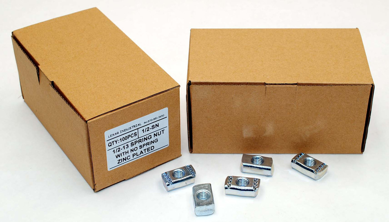 (100) Strut Channel Nuts 1/213 No Spring Zinc Plated Unistrut Nut Lexar Industrial
