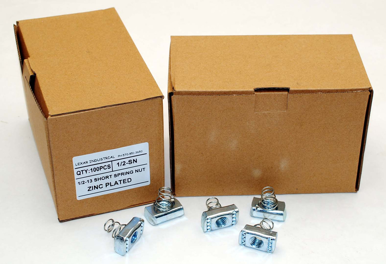 (100) Strut Channel Nuts 1/213 Short Spring Zinc Plated Unistrut Nut Lexar Industrial