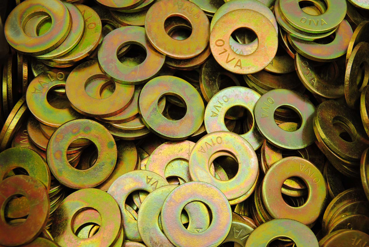 300 Pcs Hardened 7/16 USS Flat Washers – Grade 8, Yellow Zinc Plated, Thru-Hardened – Lexar Industrial