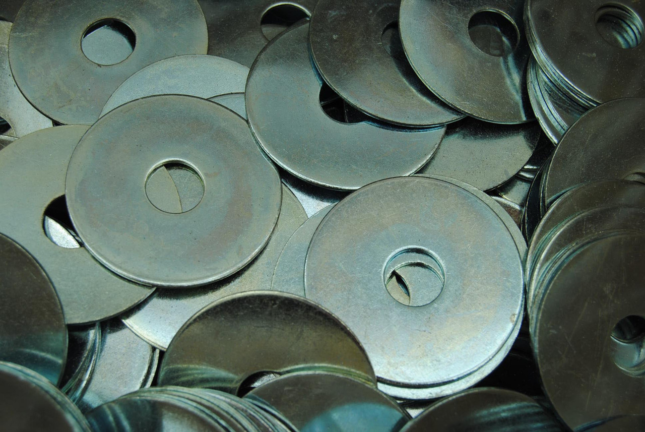 150 Oversized Fender Washers – 1/4 Inch Hole, 2 Inch OD, Zinc Plated Steel