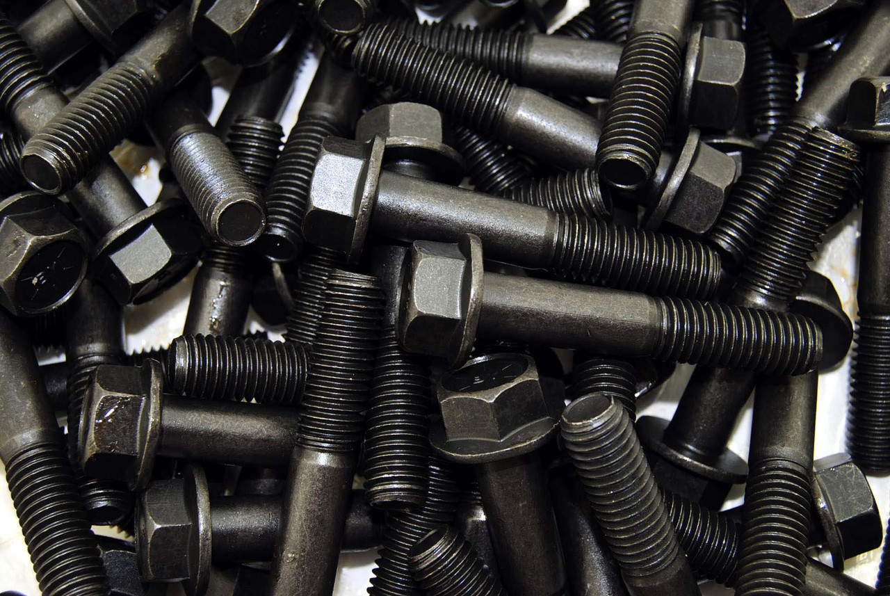 1/2-20 x 2 1/2 Hex Flange-Frame Bolts / Grade 8 / Black Phos - 250 Piece Carton