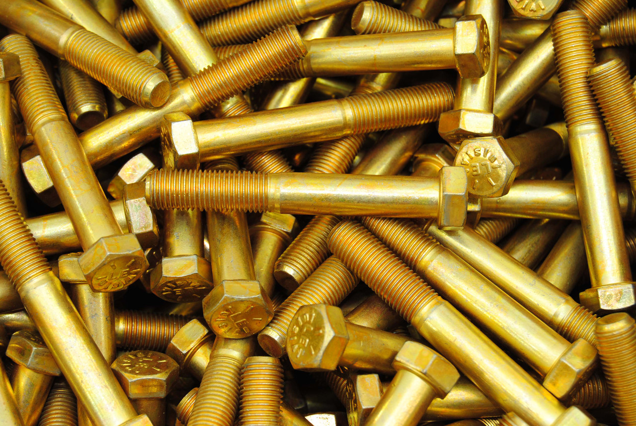 40) Hex Head Bolts 7/16-20 x Grade Fine Thread Yellow Zinc USA Made  Lexar Industrial