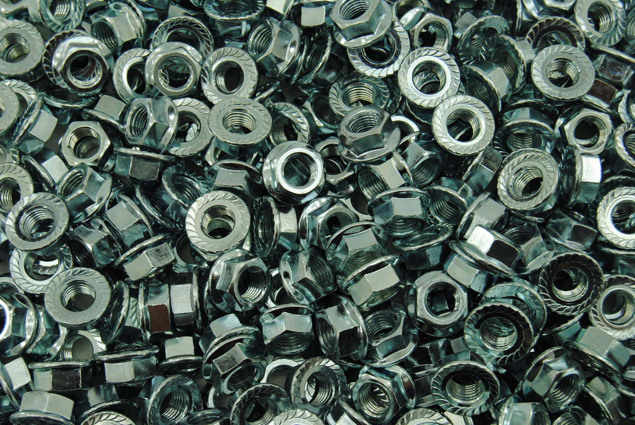 400 Serrated Flange Lock Nuts - 3/8-24 Zinc Plated Steel - Lexar Industrial