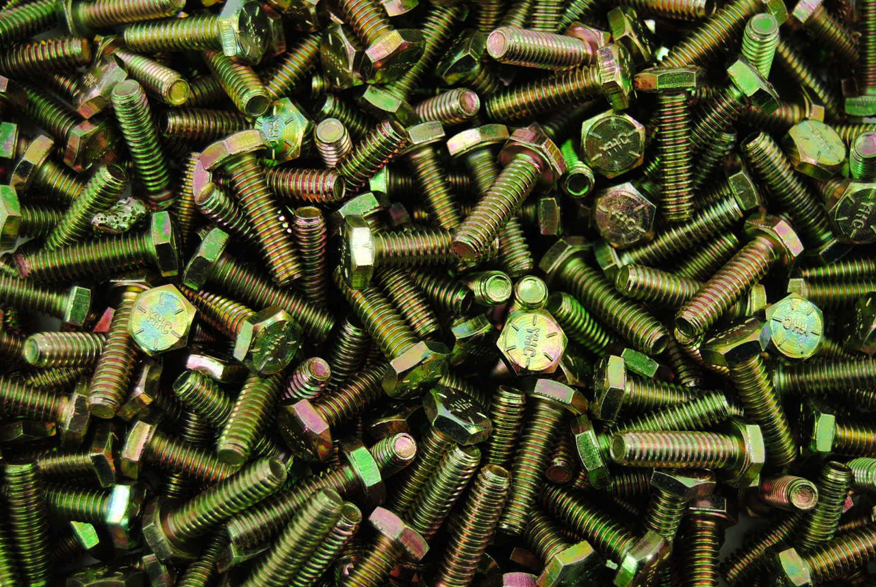 500) Grade 8 Hex Head 1/4-20 x 7/8 Cap Screws Bolts Yellow - Lexar