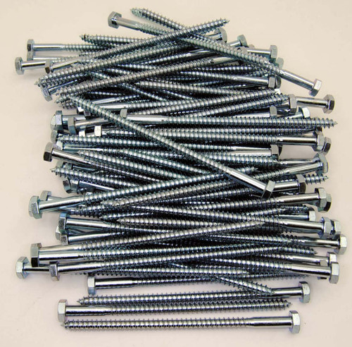 (100) Hex Head 1/4 x 5" Lag Bolts Zinc Plate Wood Screws