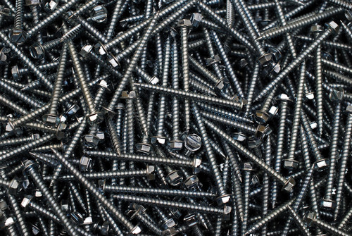 (500) Zip Screws 8 x 2 Self-Piercing Slotted Hex Washer Head Sheet Metal Screw