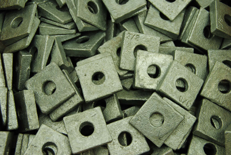 (50) Galvanized Malleable 3/8 Square Bevel Washers IBeam Flange Wedge