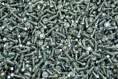 Platonix 1,000-Pack #12 X 1" Slotted Indented Hex Washer Head Sheet Metal Screws – Zinc Plated
