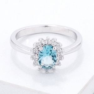 Ice Blue CZ Petite Oval Ring R599-R08630R-C31 Ice Blue CZ Petite Oval Ring R599-R08630R-C31