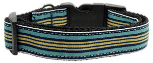 Preppy Stripes Nylon Ribbon Collars Light Blue/Khaki Medium S528-125-007 MDBL Preppy Stripes Nylon Ribbon Collars Light Blue/Khaki Medium S528-125-007 MDBL