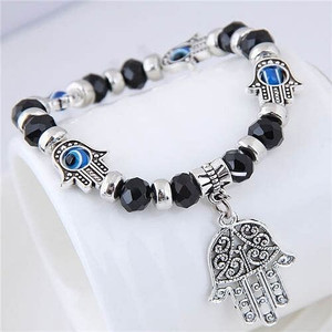 Magic Hands Theme Beads Fashion Women Costume Bracelet - Black A392-fabr2297 Magic Hands Theme Beads Fashion Women Costume Bracelet - Black A392-fabr2297