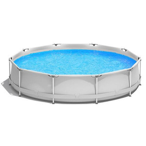 Round Above Ground Swimming Pool With Pool Cover-Gray - Color: Gray D681-NP10424GR Round Above Ground Swimming Pool With Pool Cover-Gray - Color: Gray D681-NP10424GR