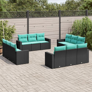Garden Sofa Set Black and Blue A949-3218757  Garden Sofa Set Black and Blue A949-3218757