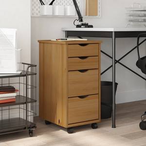 Rolling Cabinet Honey Brown Solid Pine Wood, Engineered Wood, Plastic A949-355903 Rolling Cabinet Honey Brown Solid Pine Wood, Engineered Wood, Plastic A949-355903