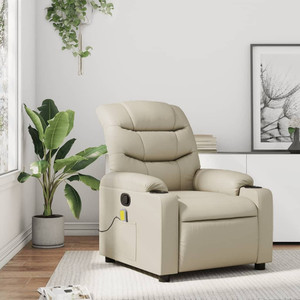 Massage Recliner Chair Cream Faux leather Standard Recliner Size A949-374141  Massage Recliner Chair Cream Faux leather Standard Recliner Size A949-374141