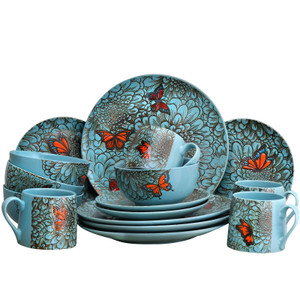Elama Butterfly Garden 16 Piece Stoneware Dinnerware Set D970-ELM-BUTTERFLY-GARDEN Elama Butterfly Garden 16 Piece Stoneware Dinnerware Set D970-ELM-BUTTERFLY-GARDEN