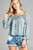 Women's Puff Long Sleeve Ruffled Front Tie Off Shoulder Top T396-MM3238-APR-S Women's Puff Long Sleeve Ruffled Front Tie Off Shoulder Top T396-MM3238-APR-S