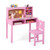 Kids Desk and Chair Set with Hutch and Bulletin Board for 3+ Kids-Pink B593-HY10123 Kids Desk and Chair Set with Hutch and Bulletin Board for 3+ Kids-Pink B593-HY10123