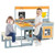 Fir Wood Play Kitchen with Kids Picnic Table and Built-in Bench-Gray - Color: Gray D681-TP10277GR Fir Wood Play Kitchen with Kids Picnic Table and Built-in Bench-Gray - Color: Gray D681-TP10277GR
