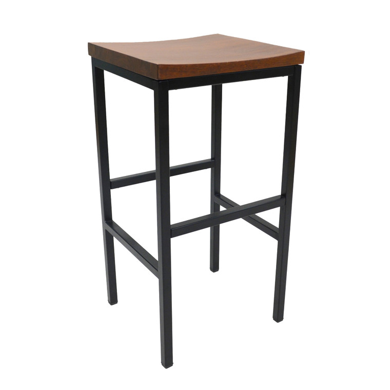 30" Chestnut And Black Steel Swivel Backless Bar Height Bar Chair N270-516181