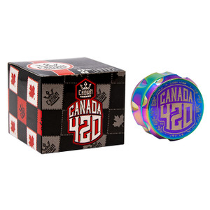 Crown Glass Canada 420 Grinder - Iridescent Rainbow 2" Crown Glass Canada 420 Grinder - Iridescent Rainbow 2"