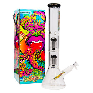 Ganja Vibes Double Tree Percolator Bong Blue Ganja Vibes Double Tree Percolator Bong Blue
