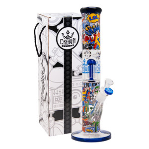 Crown Glass Straight Tree Percolator - Blue Comic 14" Crown Glass Straight Tree Percolator - Blue Comic 14"