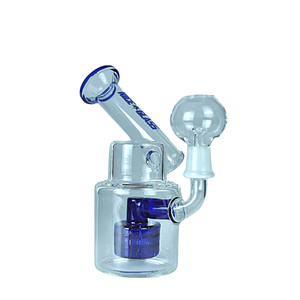 Nice Glass Sidecar Gridded Showerhead Oil Rig - Sapphire Blue 6"
