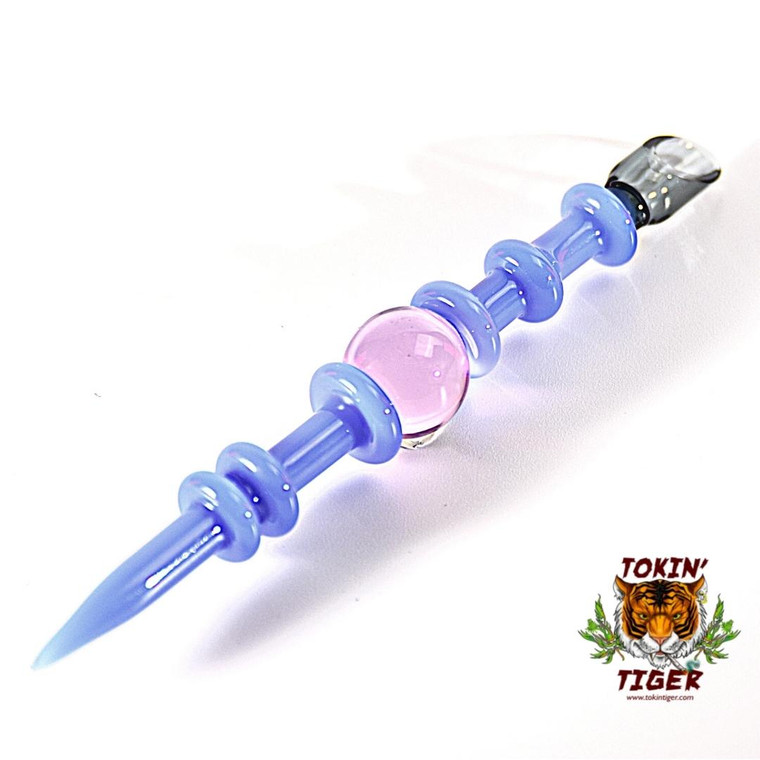 Tokin' Tiger Point & Scoop Dab Tool - Milk Blue & Pink 16 cm