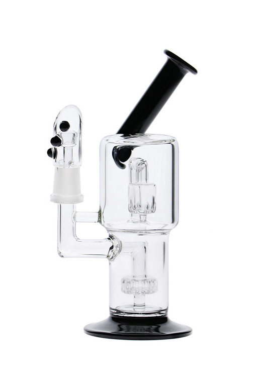 Nice Glass Bongs Percolator Rig - Pitch Black 7"