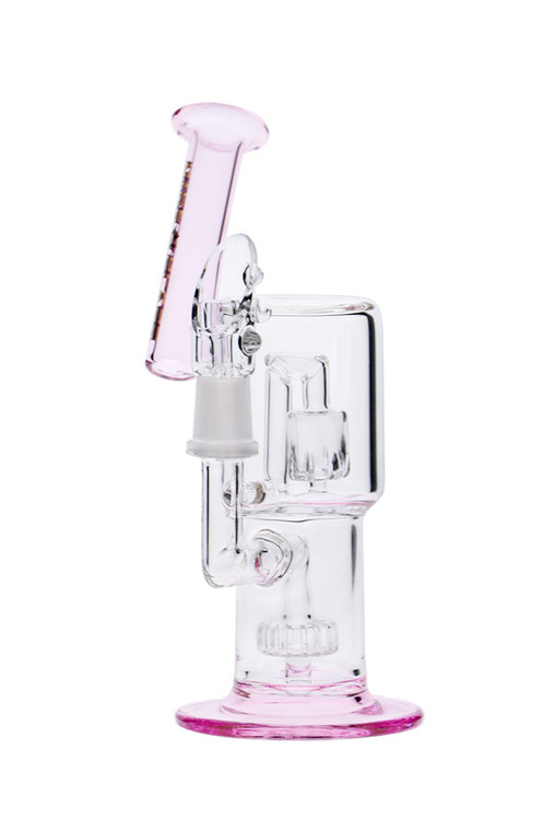 Nice Glass Double Grid Perc Rig -Blush Pink 7"