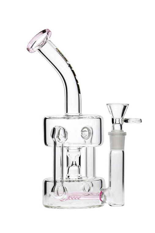 Nice Glass Inline Fountain Recycler Bong - Blush Pink 8"