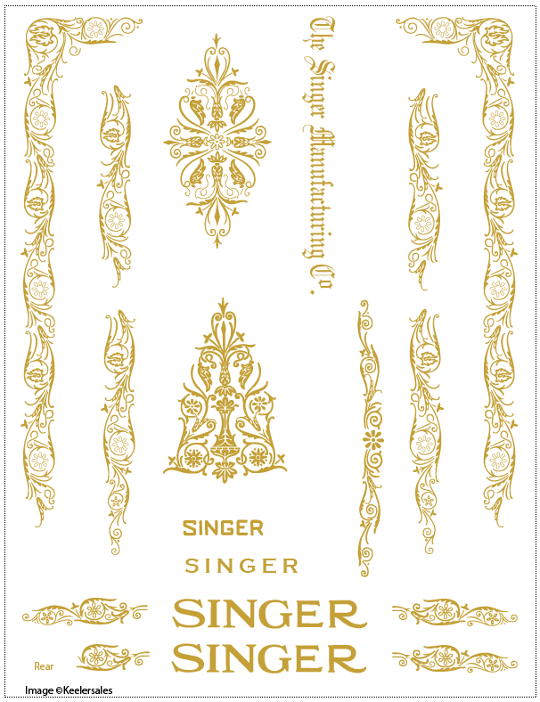 Singer 66 or 99 Filigree Sewing Machine Restoration Decals - Keeler Sales