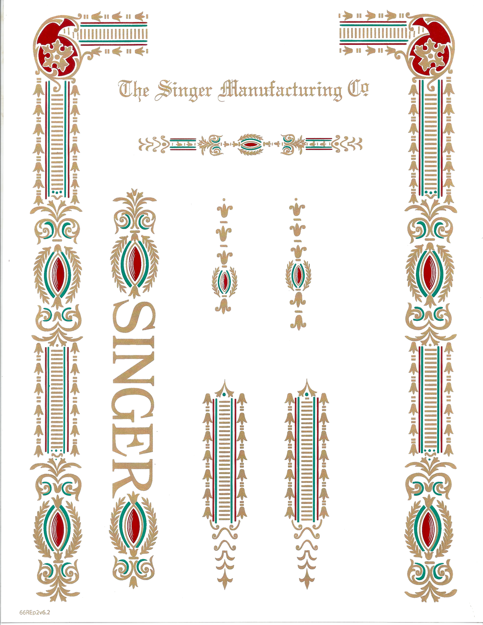 Singer 66 Sewing Machine Red Eye Style Restoration Decals MultiColor