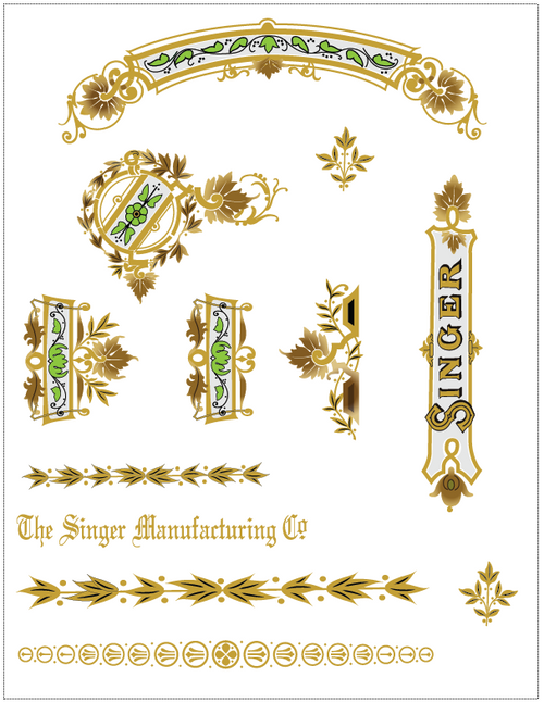 Singer 27 VS2 Decals for Restorations Victorian Design - Keeler Sales
