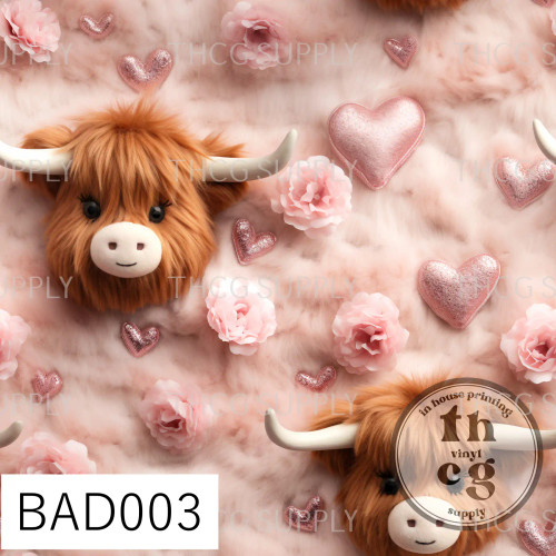 BAD003 3D Pink Heart Cows