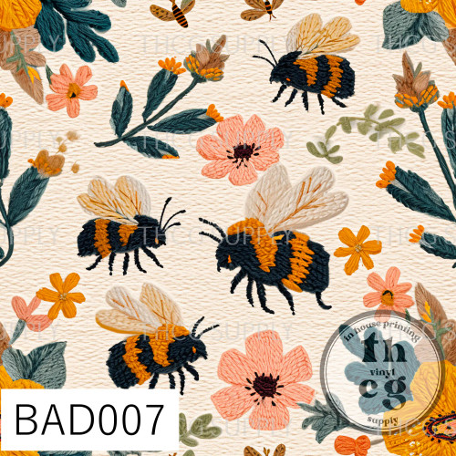 BAD007 Embroidery Bumble bee